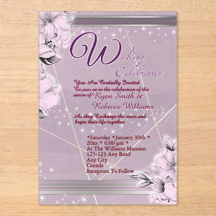 Lavender Floral Flat Card Acrylic Invitations