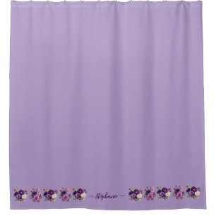Lavender Floral Flowers on Bottom Shower Curtain