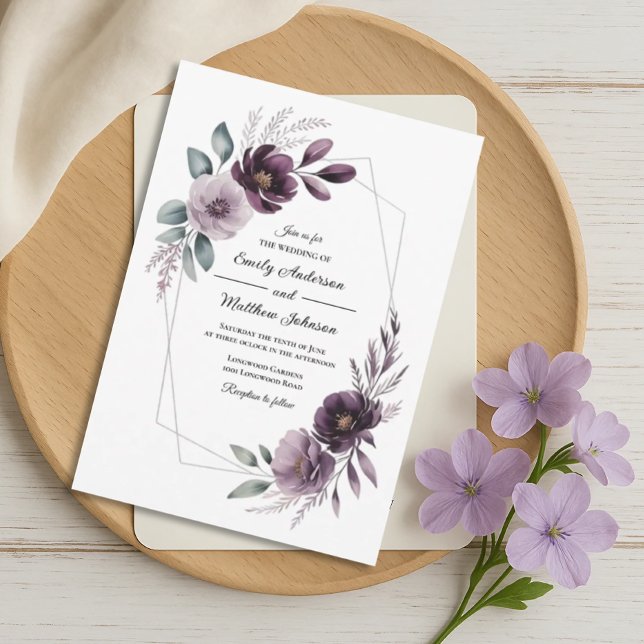 Lavender Floral Frame Wedding Invitation (Creator Uploaded)