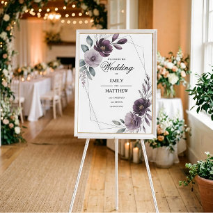 Lavender Floral Framed Wedding Poster Sign