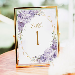 Lavender Floral Gold Geometric Table Numbers