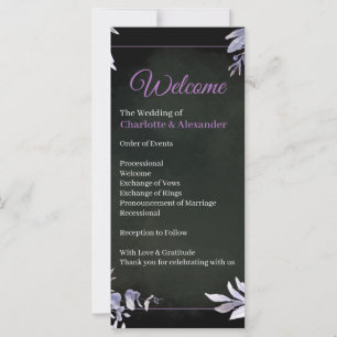 Lavender Floral Gothic Wedding Program