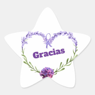Lavender Floral "Gracias" Star-Shaped Stickers
