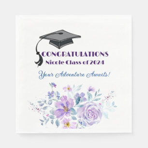 Lavender Floral Graduation Napkin