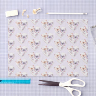 Lavender Floral Heart Pink Butterflies Birthday Tissue Paper
