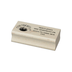 Lavender Floral Herbs Rustic Return Address Rubber Stamp