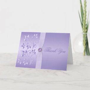 Lavender Floral Jewelled Thank You Card