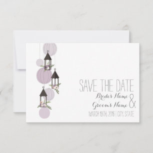 Lavender Floral Lanterns Wedding Save The Date