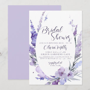 Lavender Floral Lilac Botanical Bridal Shower Invitation