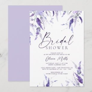 Lavender Floral Mauve Dusty Purple Bridal Shower Invitation