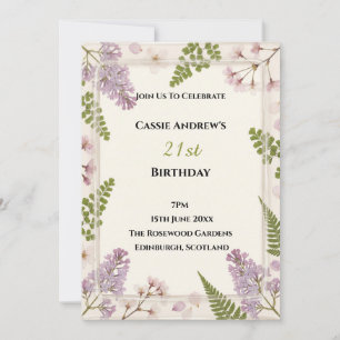 Lavender Floral Milestone Birthday Invitation