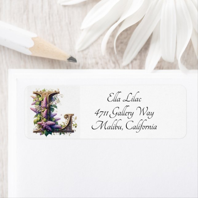 Lavender Floral Monogram Letter L Design (Insitu)