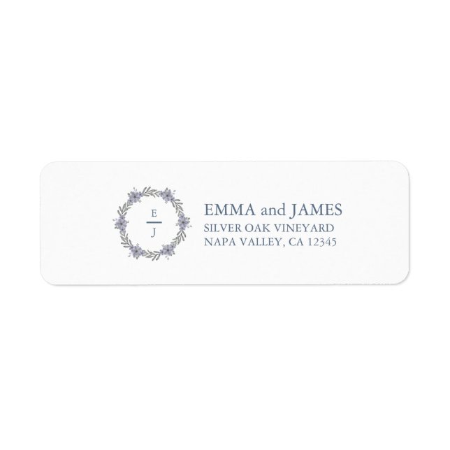 Lavender Floral Monogram Wedding Return Address (Front)