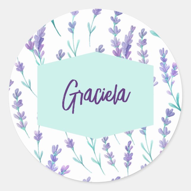 Lavender Floral Name Sticker (Front)