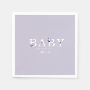 Lavender Floral Personalised Baby Shower Cocktail Napkin