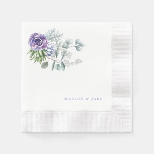 Lavender Floral Personalised Wedding Napkin