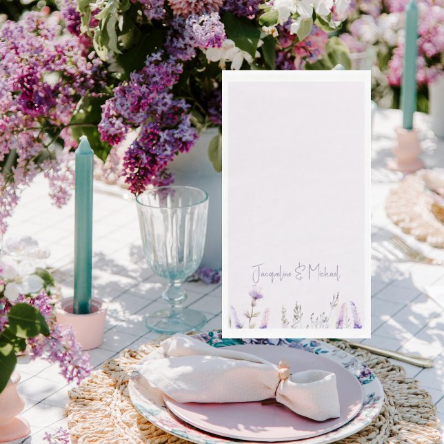 Lavender Floral Personalised Wedding  Napkin (Creator Uploaded)
