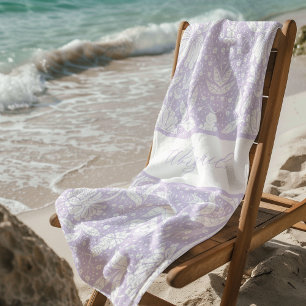 Lavender Floral Personalised William Morris Style Beach Towel