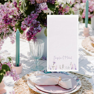 Lavender Floral Personalized Wedding Napkin