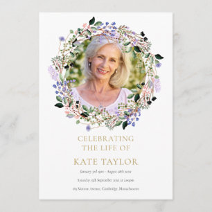 Lavender Floral Photo Funeral Order Of Service Programme