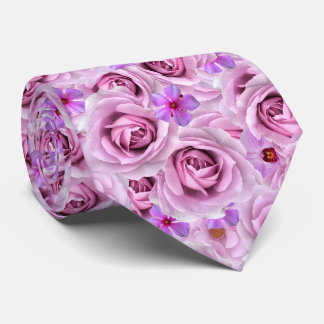 Lavender Floral Purple Oversized Flowers Collage Tie