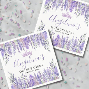 Lavender Floral Purple Quinceanera Napkin