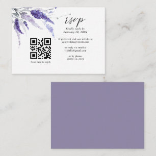 Lavender Floral QR Code Lilac Mauve Wedding RSVP Enclosure Card
