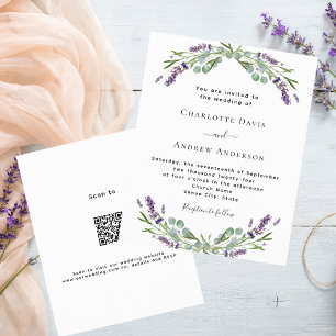 Lavender floral QR Details wedding invitation