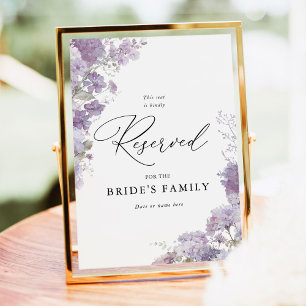 Lavender Floral Reserved Seat Wedding Sign 5x7