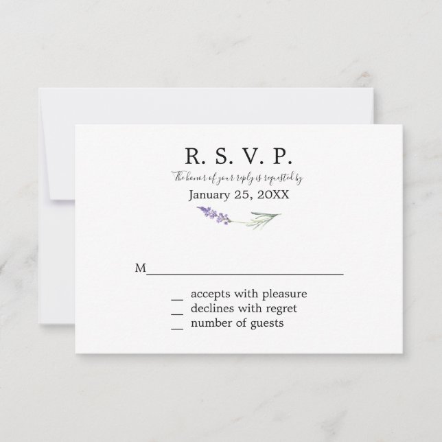Lavender Floral Response Cards (Front)