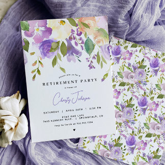 Lavender Floral Retirement Party Invitation