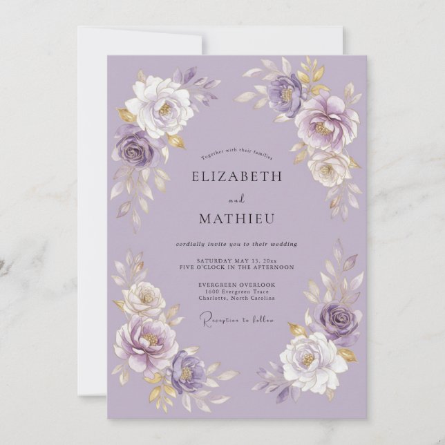 Lavender Floral Romantic Flourish Wedding Invitation (Front)