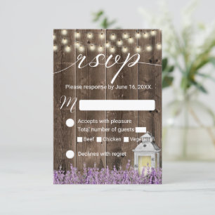 Lavender Floral Rustic Lantern Barn Wedding RSVP Card