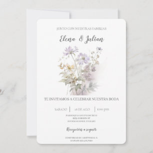 Lavender Floral Spanish Wedding Invitation