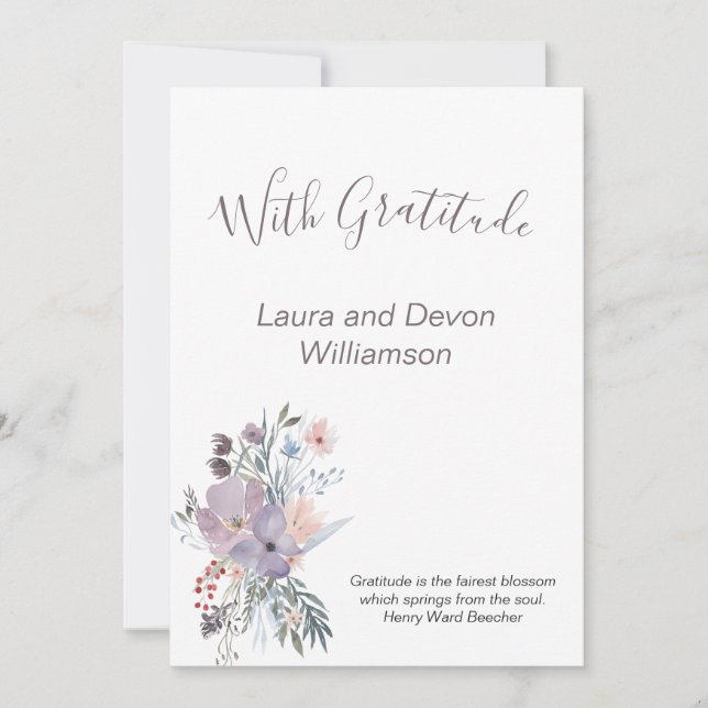 Lavender Floral Spray in Watercolors Thank You Card (Front)