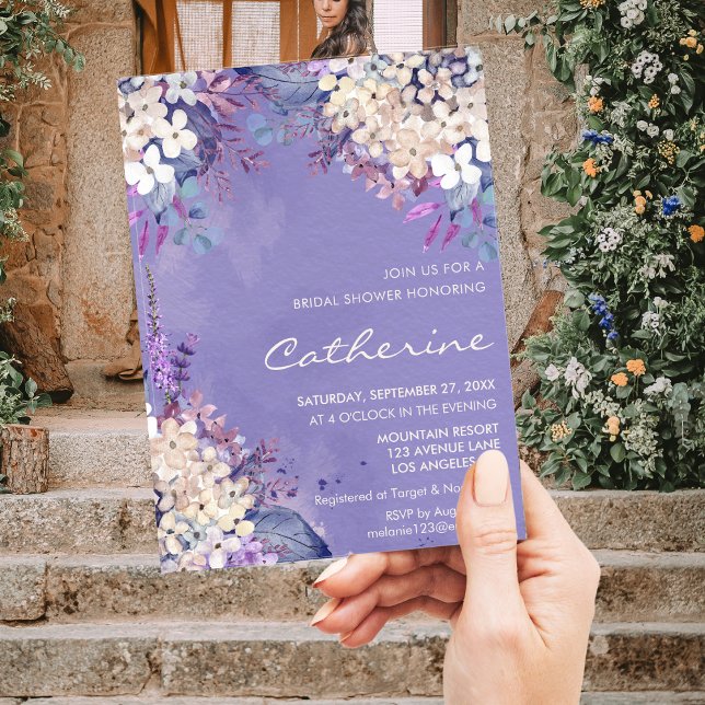 Lavender Floral Spring Wedding Bridal Shower Invitation (Creator Uploaded)