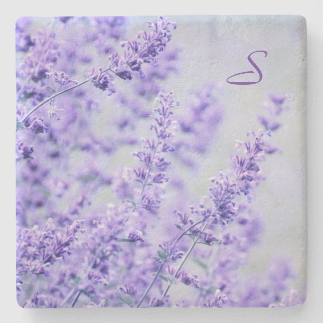 Lavender Floral Stone Coaster (Front)