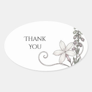 Lavender Floral Swirl Thank You Sticker