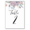 Lavender floral table number. Purple wedding