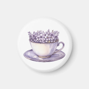 Lavender Floral Teacup  Magnet
