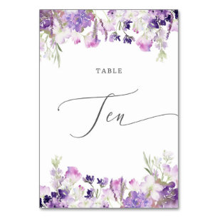 Lavender floral Ten Table Number
