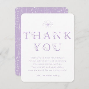 Lavender Floral Thank You Card   Baby Shower