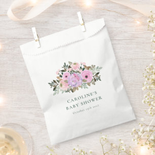 Lavender Floral Watercolor Baby Shower Custom Favour Bags
