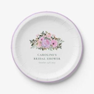Lavender Floral Watercolor Bridal Shower Custom Paper Plate