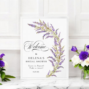 Lavender floral watercolor bridal shower welcome poster
