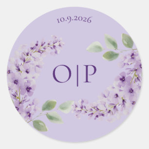 Lavender Floral Watercolor Classic Round Sticker