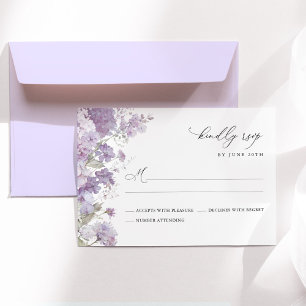 Lavender Floral Watercolor Elegant Wedding RSVP Card