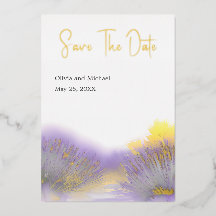 Lavender floral Watercolor Save the Dates card