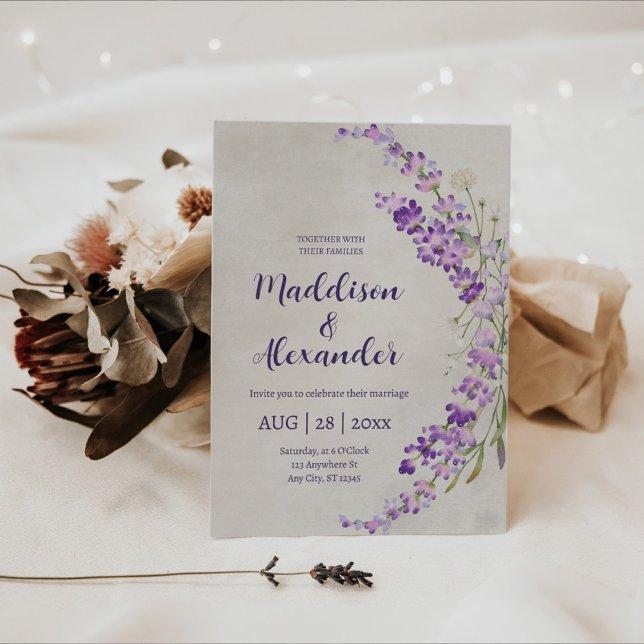 Lavender floral watercolor wedding invitation  (Creator Uploaded)