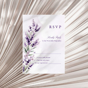 Lavender Floral Watercolor Wedding RSVP Card